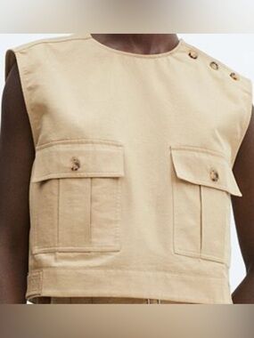 Mango Sleeveless Utility Tank in Beige size small